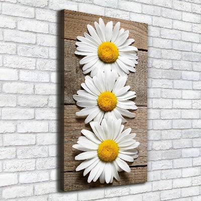 Cuadro canvas decorativo para salón vertical Manzanilla sobre madera