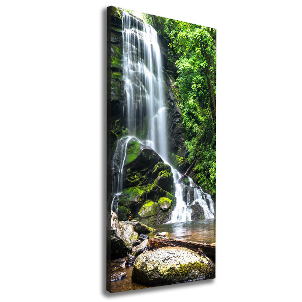 Cuadro moderno en lienzo resistente uv vertical Cascada en la selva