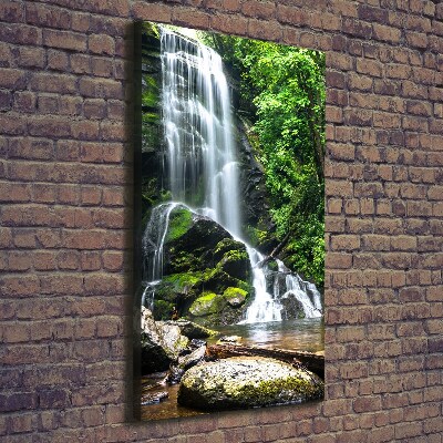 Cuadro moderno en lienzo resistente uv vertical Cascada en la selva