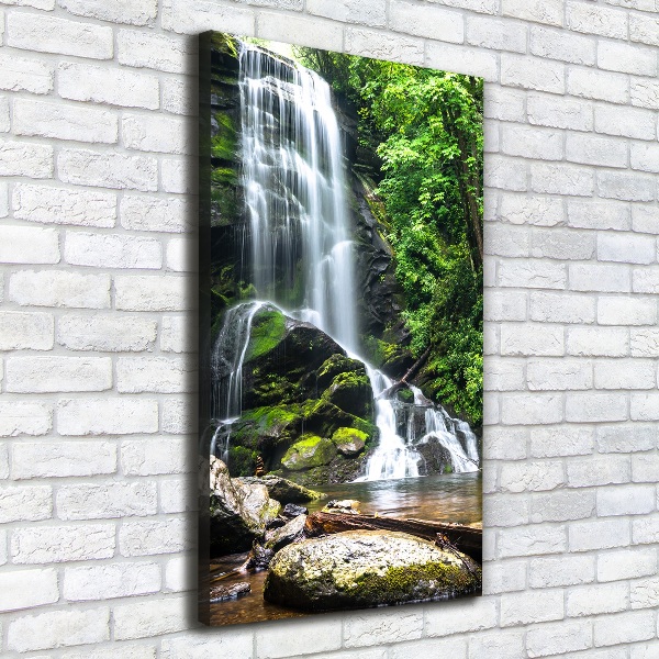 Cuadro moderno en lienzo resistente uv vertical Cascada en la selva