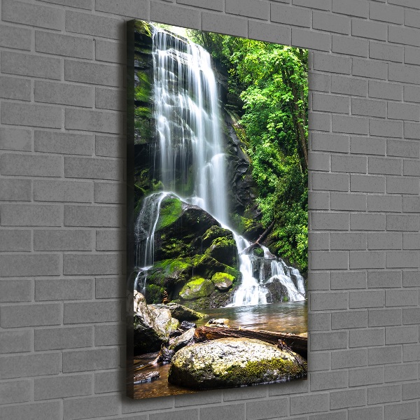 Cuadro moderno en lienzo resistente uv vertical Cascada en la selva