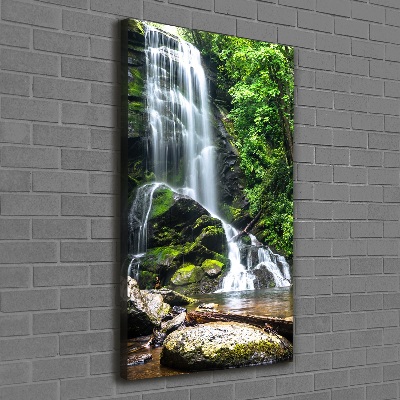 Cuadro moderno en lienzo resistente uv vertical Cascada en la selva