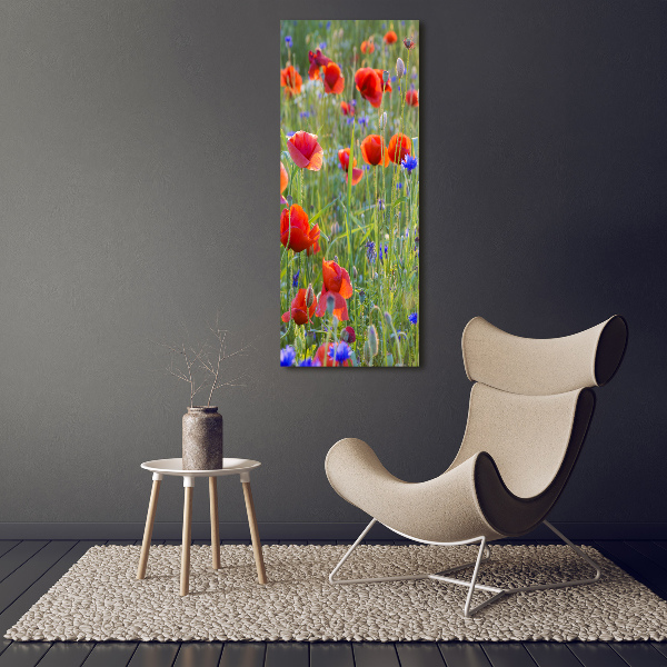 Cuadro moderno en lienzo resistente uv vertical Amapolas de campo