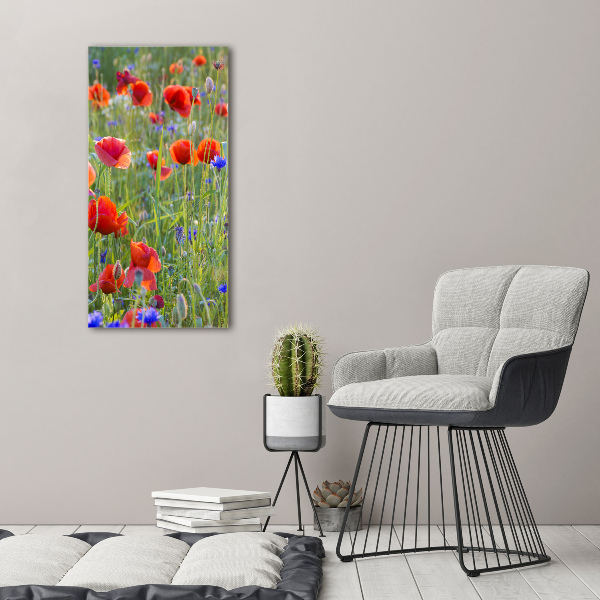 Cuadro moderno en lienzo resistente uv vertical Amapolas de campo