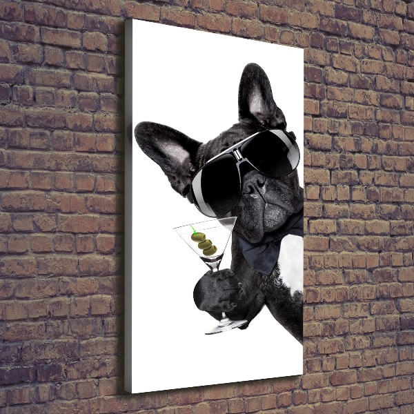 Cuadro canvas decorativo para salón vertical Piez con martini