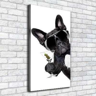Cuadro canvas decorativo para salón vertical Piez con martini