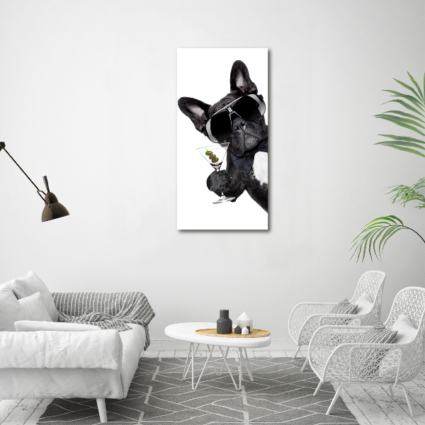 Cuadro canvas decorativo para salón vertical Piez con martini