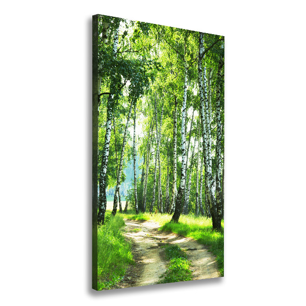 Cuadro moderno en lienzo resistente uv vertical bosque de abedules