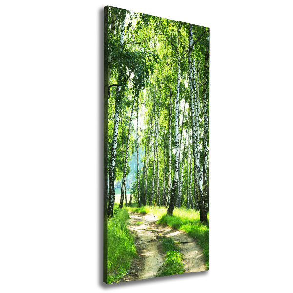 Cuadro moderno en lienzo resistente uv vertical bosque de abedules