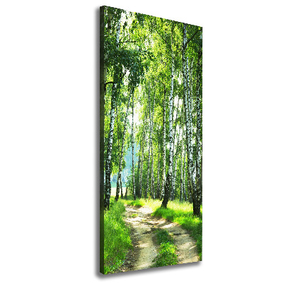 Cuadro moderno en lienzo resistente uv vertical bosque de abedules