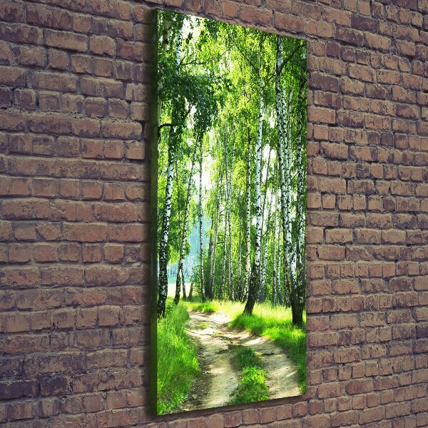 Cuadro moderno en lienzo resistente uv vertical bosque de abedules