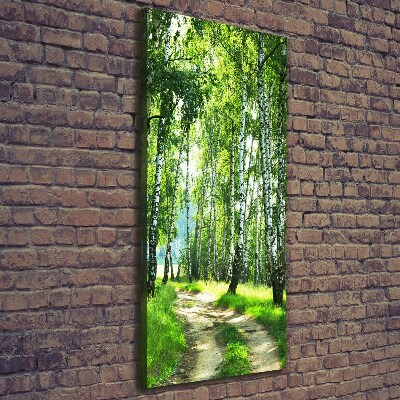 Cuadro moderno en lienzo resistente uv vertical bosque de abedules