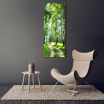Cuadro moderno en lienzo resistente uv vertical bosque de abedules