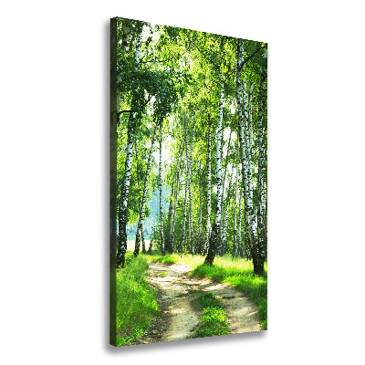 Cuadro moderno en lienzo resistente uv vertical bosque de abedules