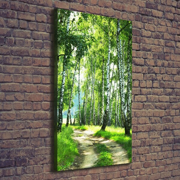 Cuadro moderno en lienzo resistente uv vertical bosque de abedules