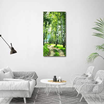 Cuadro moderno en lienzo resistente uv vertical bosque de abedules