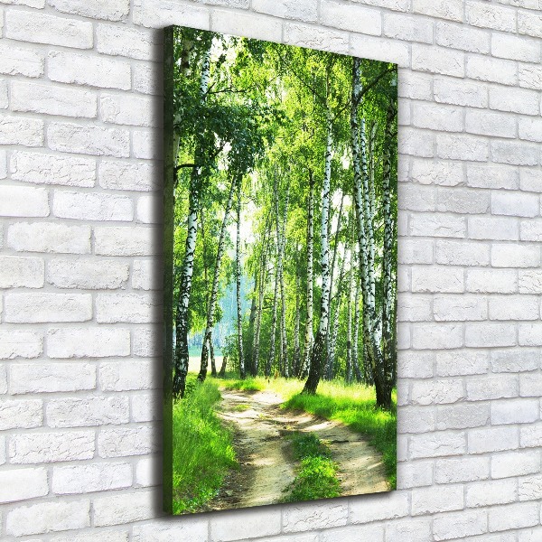 Cuadro moderno en lienzo resistente uv vertical bosque de abedules