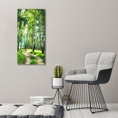 Cuadro moderno en lienzo resistente uv vertical bosque de abedules