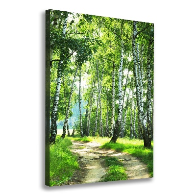 Cuadro moderno en lienzo resistente uv vertical bosque de abedules
