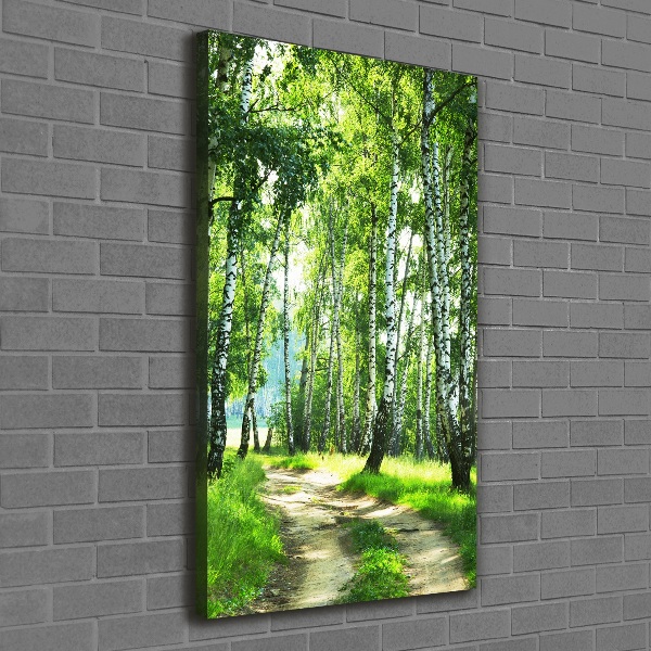 Cuadro moderno en lienzo resistente uv vertical bosque de abedules