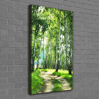 Cuadro moderno en lienzo resistente uv vertical bosque de abedules