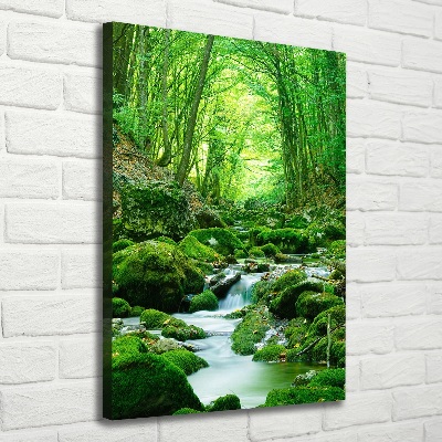 Cuadro canvas decorativo para salón vertical Un arroyo en la jungla