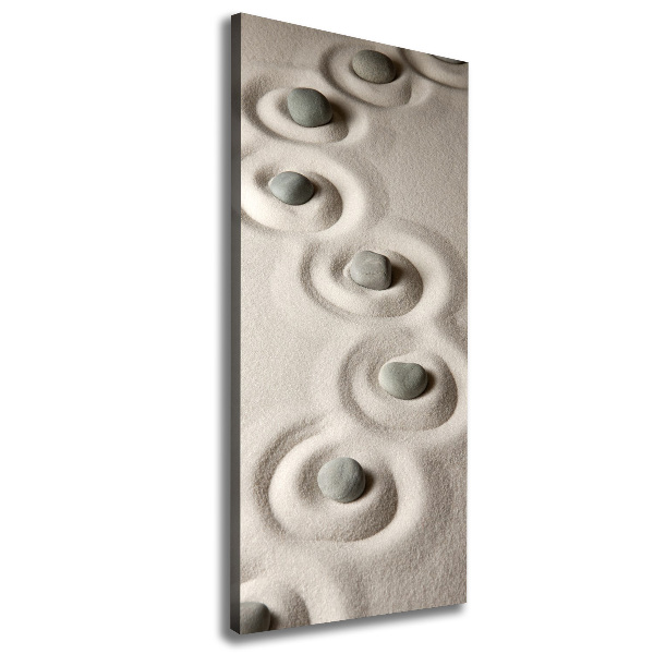 Cuadro canvas decorativo para salón vertical Piedras en la arena