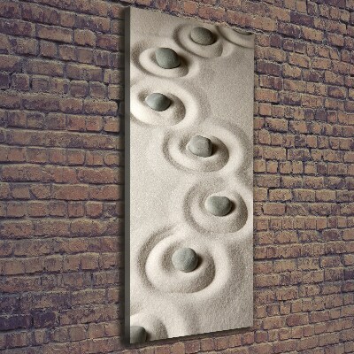 Cuadro canvas decorativo para salón vertical Piedras en la arena