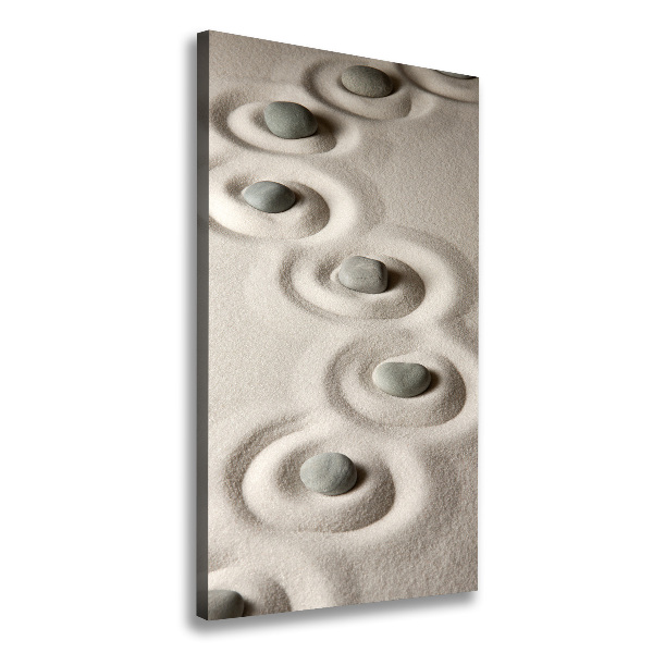 Cuadro canvas decorativo para salón vertical Piedras en la arena