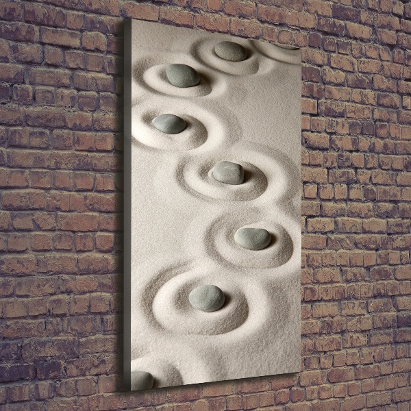 Cuadro canvas decorativo para salón vertical Piedras en la arena
