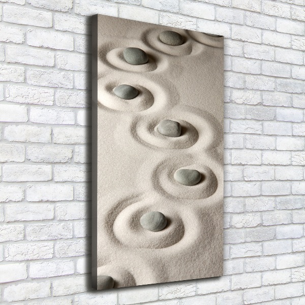 Cuadro canvas decorativo para salón vertical Piedras en la arena