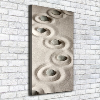 Cuadro canvas decorativo para salón vertical Piedras en la arena
