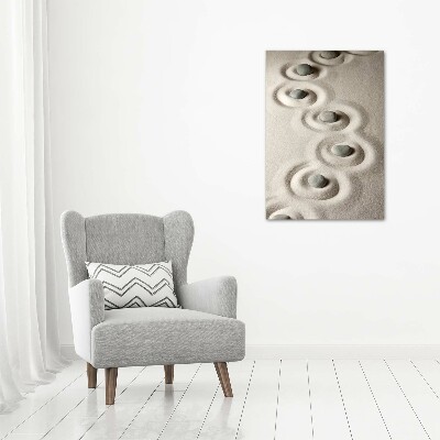 Cuadro canvas decorativo para salón vertical Piedras en la arena