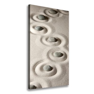 Cuadro canvas decorativo para salón vertical Piedras en la arena