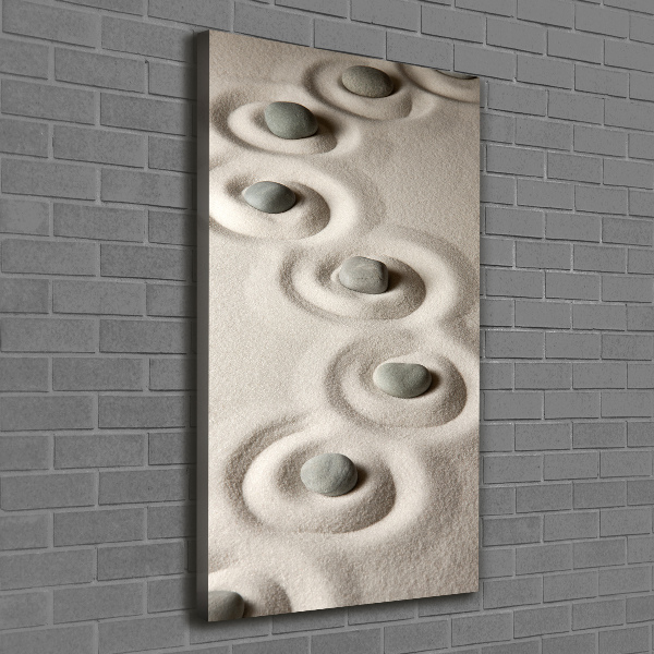 Cuadro canvas decorativo para salón vertical Piedras en la arena