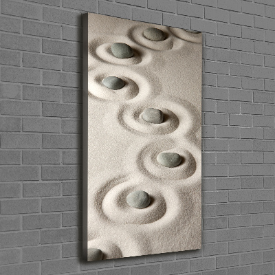 Cuadro canvas decorativo para salón vertical Piedras en la arena