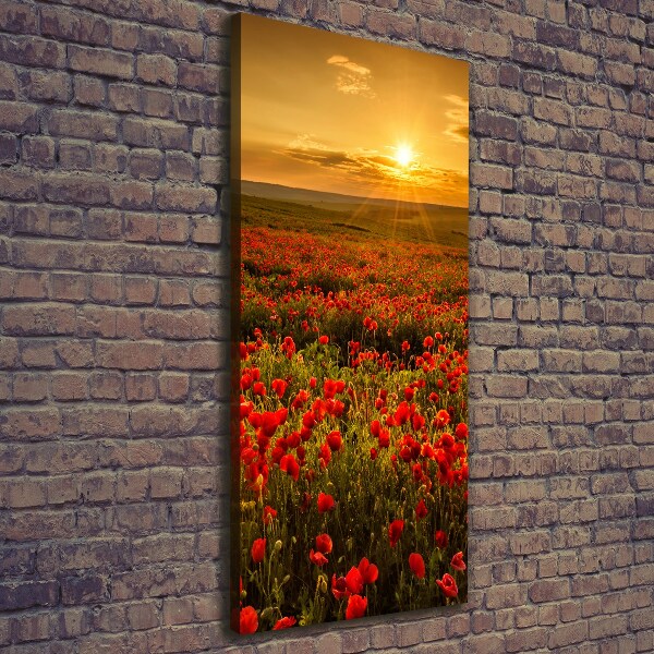Cuadro moderno en lienzo resistente uv vertical Campo de amapolas