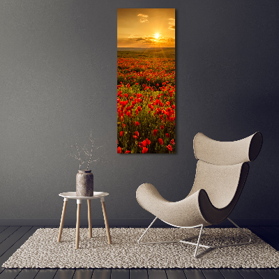 Cuadro moderno en lienzo resistente uv vertical Campo de amapolas