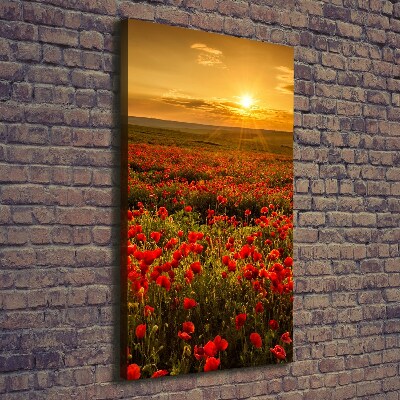 Cuadro moderno en lienzo resistente uv vertical Campo de amapolas