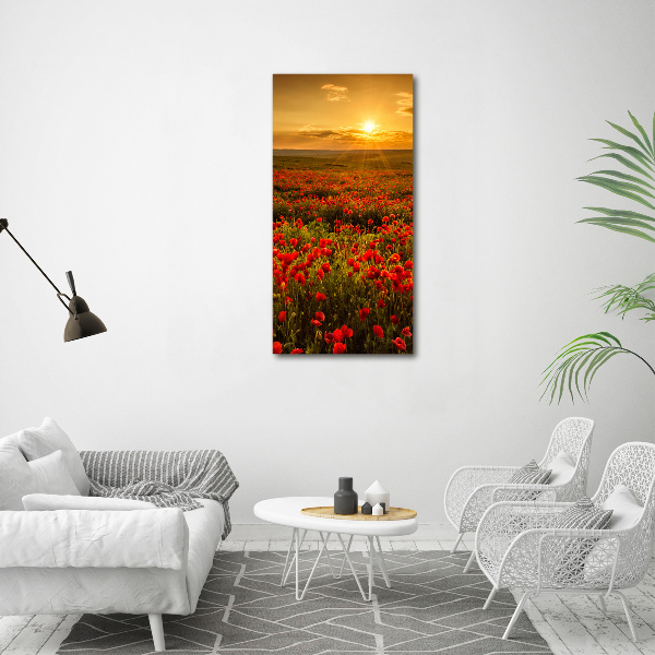 Cuadro moderno en lienzo resistente uv vertical Campo de amapolas