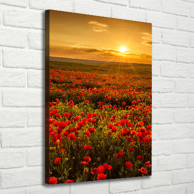 Cuadro moderno en lienzo resistente uv vertical Campo de amapolas