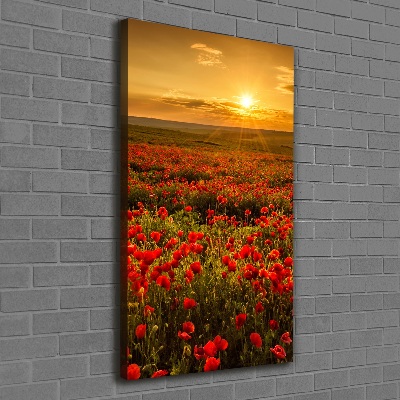 Cuadro moderno en lienzo resistente uv vertical Campo de amapolas