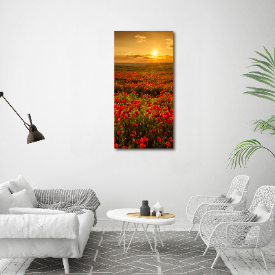 Cuadro moderno en lienzo resistente uv vertical Campo de amapolas