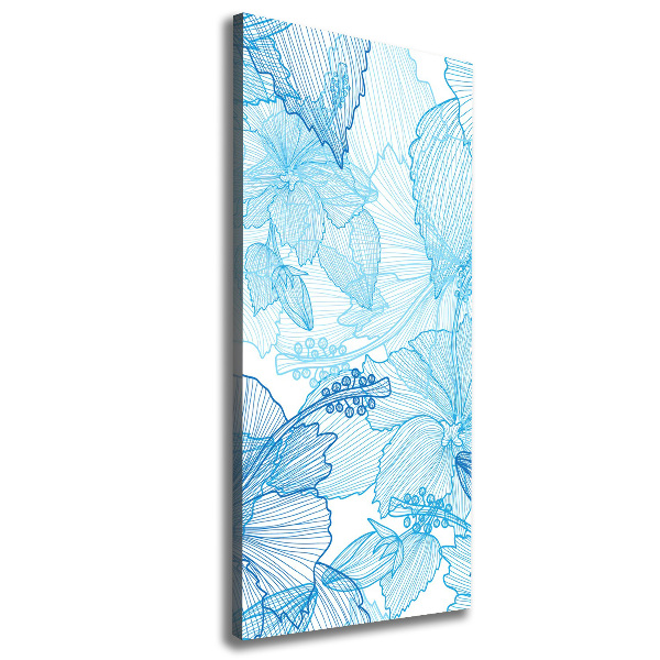 Cuadro canvas decorativo para salón vertical flores hawaianas