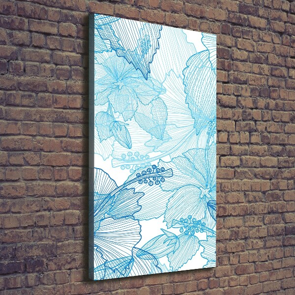 Cuadro canvas decorativo para salón vertical flores hawaianas