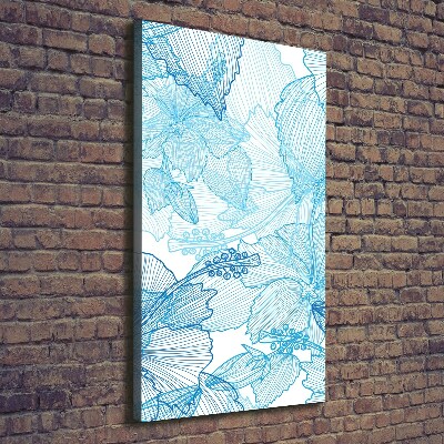 Cuadro canvas decorativo para salón vertical flores hawaianas