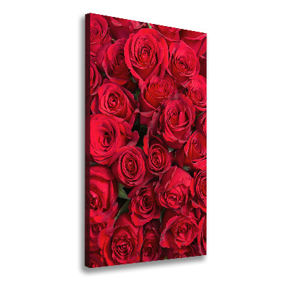 Cuadro moderno en lienzo resistente uv vertical rosas rojas