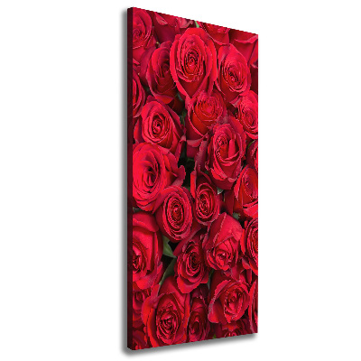Cuadro moderno en lienzo resistente uv vertical rosas rojas