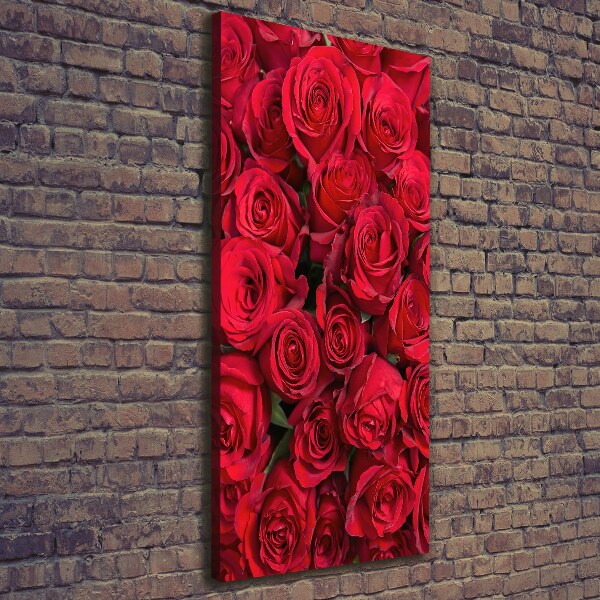 Cuadro moderno en lienzo resistente uv vertical rosas rojas