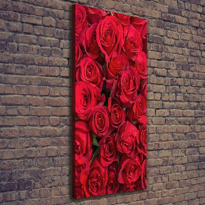 Cuadro moderno en lienzo resistente uv vertical rosas rojas